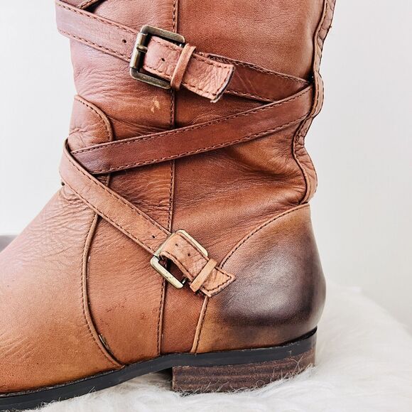 Arturo Chiang Fierce Whisky Brown Leather Zip Knee High Boots ~ Womens Size 8.5M - Picture 3 of 11